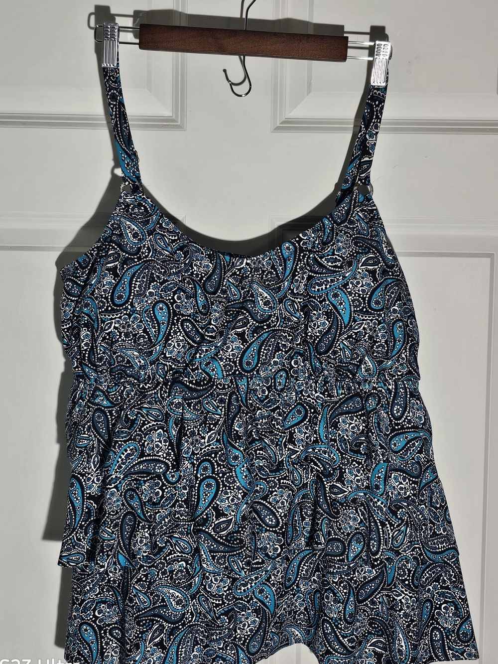 Island Escape Plus Size Printed 3-Tiered Tankini Black Multi 22W